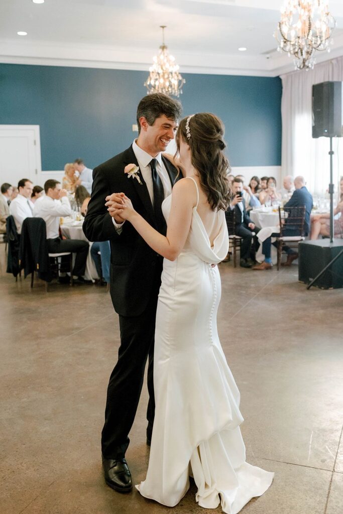 The first dance at Hotel Ella wedding reception