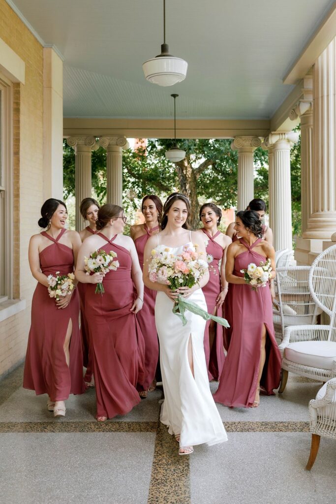 The bridesmaids with their bride at Hotel Ella